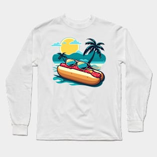 Hotdog at the beach sun, summer design Long Sleeve T-Shirt